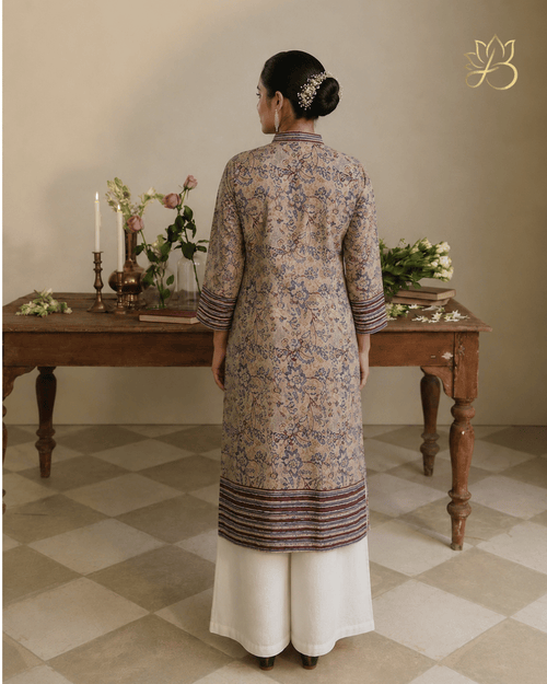 Beige Kalamkari Long Kurti