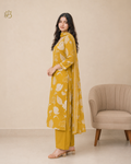 Gulora Mustard Floral Print Kurta with Dupatta