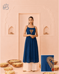 Blue Embroidered Spaghetti Strap Kurta