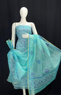 BLUE BASE RAJASTHANI HANDBLOCK PRINTED COTTON KOTA DORIA UN-STITCHED SUIT WITH DUPATTA