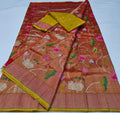 Pure Zari Kota Doria Handloom Saree Double Tissue
