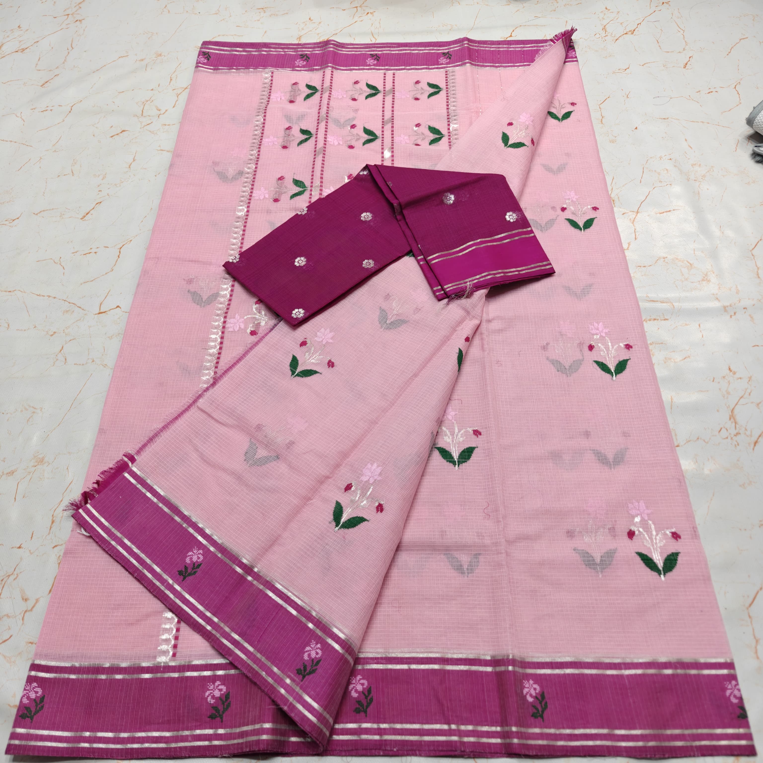 Pure Zari Kota Doria Handloom Saree